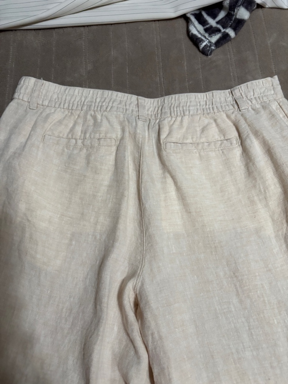 Lands' End Cream Linen Blend High-Rise Pants - Picture 3 of 7